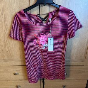 Brand New With Tags Israeli Brand Cassadi Pink Striped T-Shirt